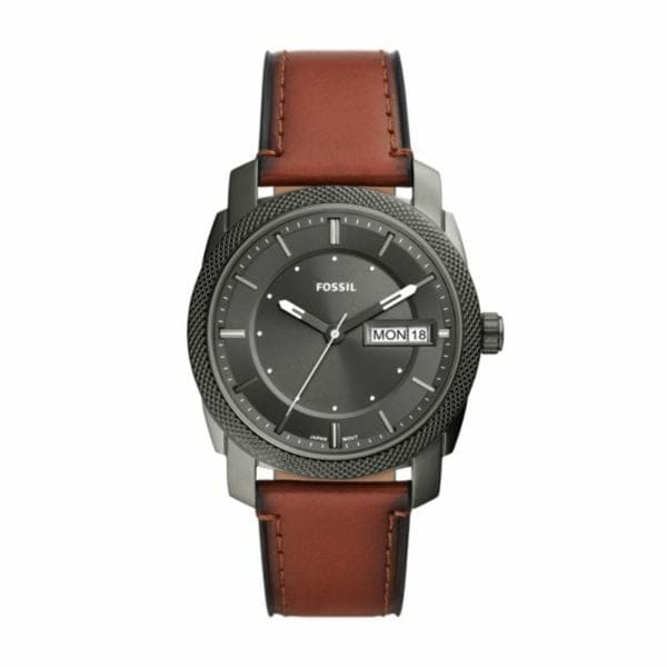 FOSSIL Machine Three-Hand Date Brown LiteHide™ Leather Watch