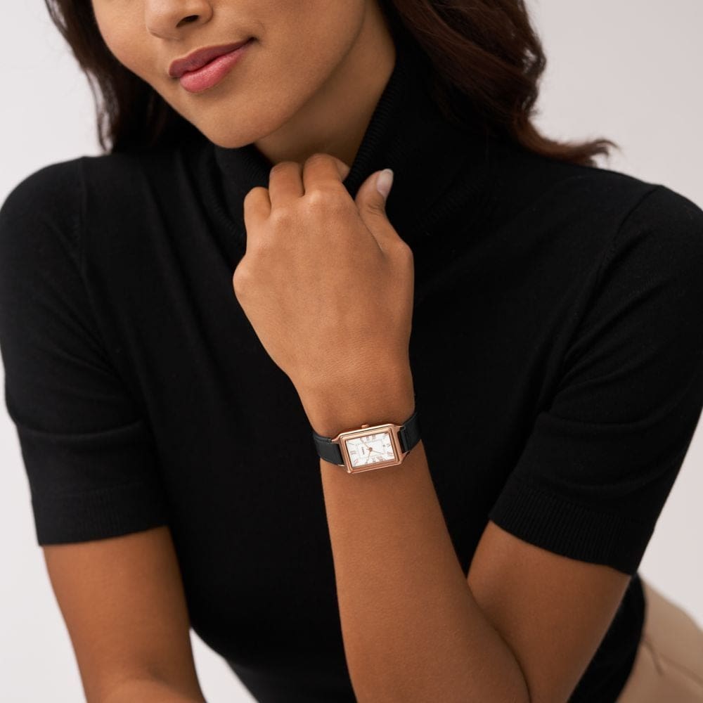 FOSSIL Ladies Raquel Black LiteHide™ Leather Watch ES5310 - Image 4